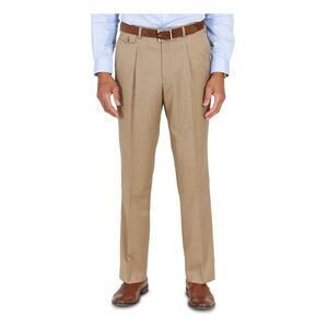 TAYION BY MONTEE HOLLAND Mens Beige Pleated Striped Suit Separate Pants 30 X 32